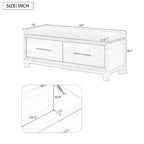 Banc à chaussures 43" avec coussin amovible et rangement à couvercle relevable, banc d'entrée en bois pour bout de lit, espace de rangement caché