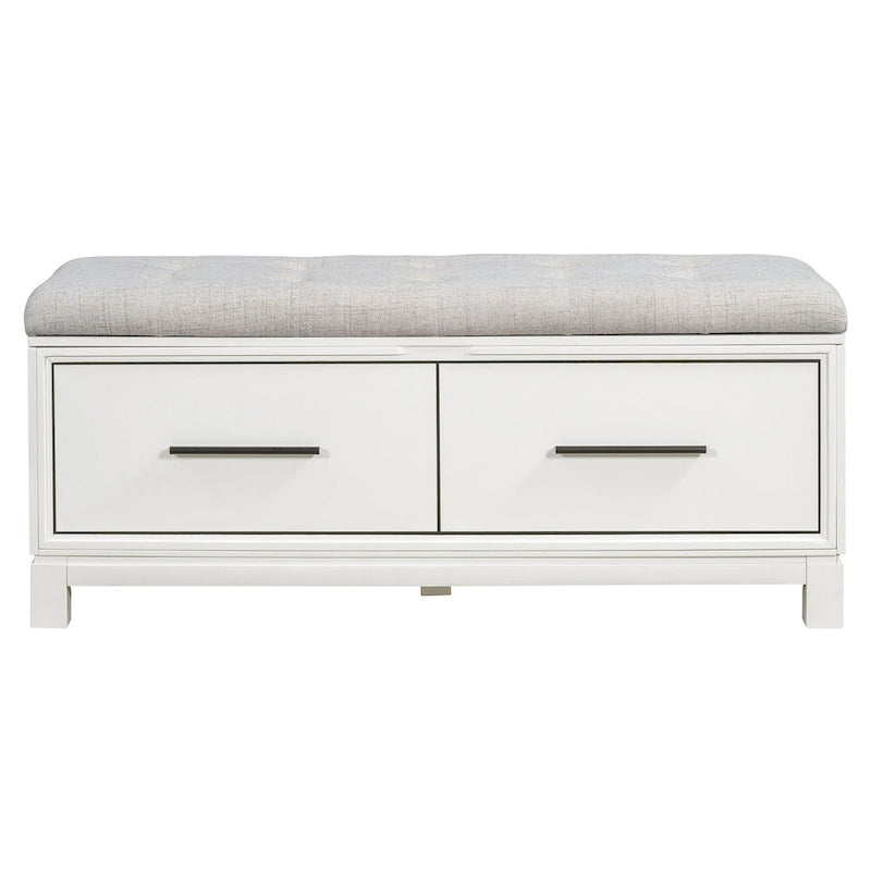 Banc à chaussures 43" avec coussin amovible et rangement à couvercle relevable, banc d'entrée en bois pour bout de lit, espace de rangement caché