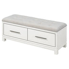 Banc à chaussures 43" avec coussin amovible et rangement à couvercle relevable, banc d'entrée en bois pour bout de lit, espace de rangement caché