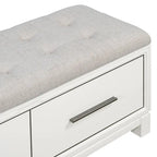 Banc à chaussures 43" avec coussin amovible et rangement à couvercle relevable, banc d'entrée en bois pour bout de lit, espace de rangement caché