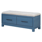 Banc à chaussures 43" avec coussin amovible et rangement à couvercle relevable, banc d'entrée en bois pour bout de lit, espace de rangement caché