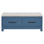 Banc à chaussures 43" avec coussin amovible et rangement à couvercle relevable, banc d'entrée en bois pour bout de lit, espace de rangement caché
