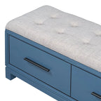 Banc à chaussures 43" avec coussin amovible et rangement à couvercle relevable, banc d'entrée en bois pour bout de lit, espace de rangement caché