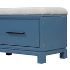 Banc à chaussures 43" avec coussin amovible et rangement à couvercle relevable, banc d'entrée en bois pour bout de lit, espace de rangement caché