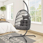 Chaise suspendue œuf surdimensionnée FINCATI Indoor Royal avec support, chaise balançoire œuf d'extérieur avec support, chaise balançoire œuf confortable de 158 kg