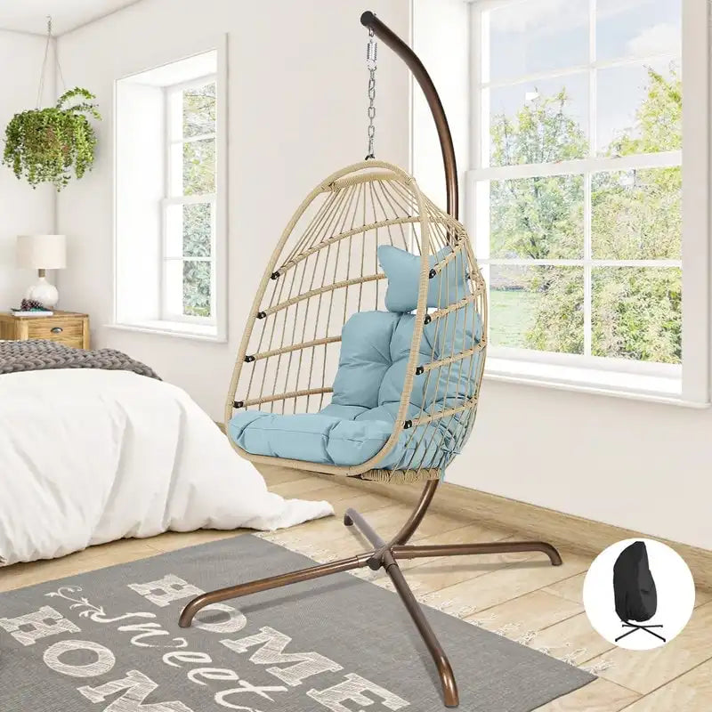 Chaise suspendue œuf surdimensionnée FINCATI Indoor Royal avec support, chaise balançoire œuf d'extérieur avec support, chaise balançoire œuf confortable de 158 kg