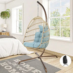 Chaise suspendue œuf surdimensionnée FINCATI Indoor Royal avec support, chaise balançoire œuf d'extérieur avec support, chaise balançoire œuf confortable de 158 kg