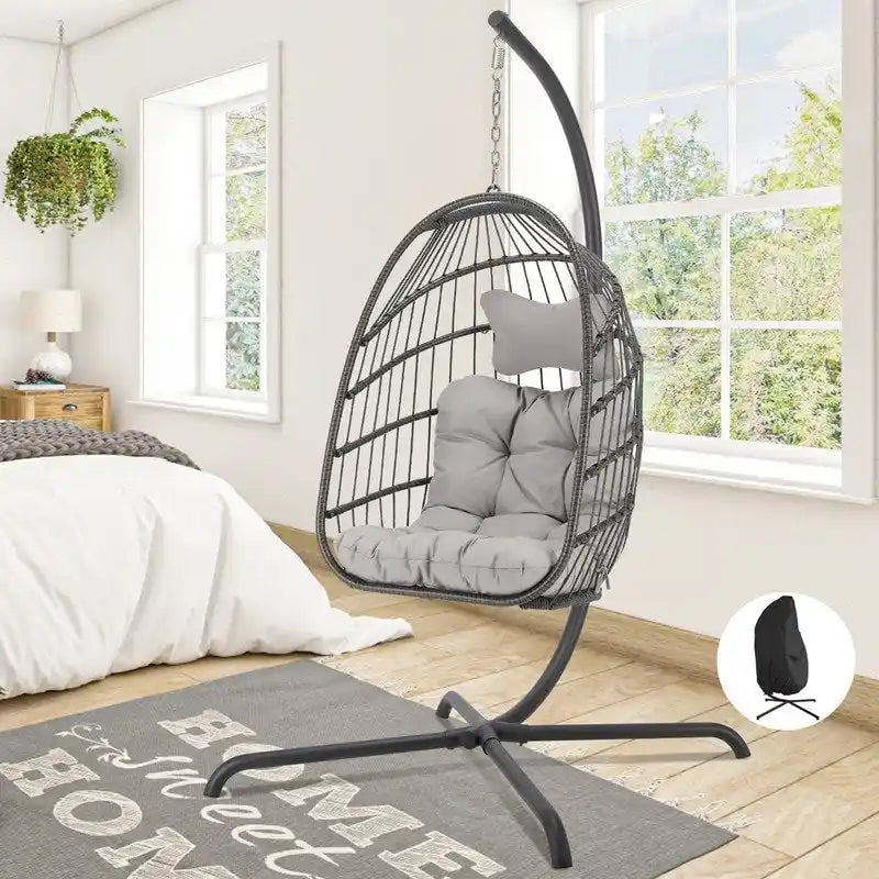 Chaise suspendue œuf surdimensionnée FINCATI Indoor Royal avec support, chaise balançoire œuf d'extérieur avec support, chaise balançoire œuf confortable de 158 kg