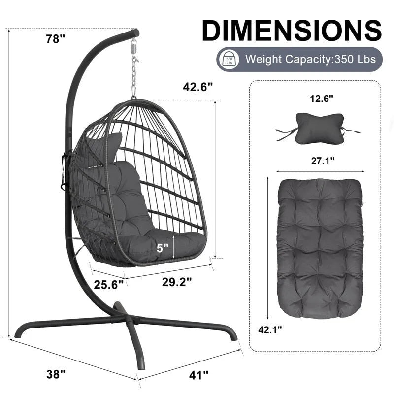 Chaise suspendue œuf surdimensionnée FINCATI Indoor Royal avec support, chaise balançoire œuf d'extérieur avec support, chaise balançoire œuf confortable de 158 kg