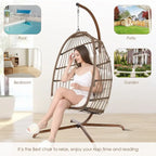 Chaise suspendue œuf surdimensionnée FINCATI Indoor Royal avec support, chaise balançoire œuf d'extérieur avec support, chaise balançoire œuf confortable de 158 kg