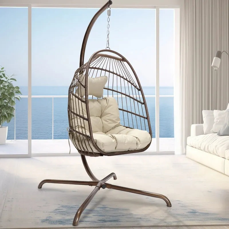 Chaise suspendue œuf surdimensionnée FINCATI Indoor Royal avec support, chaise balançoire œuf d'extérieur avec support, chaise balançoire œuf confortable de 158 kg