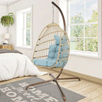 Chaise suspendue œuf surdimensionnée FINCATI Indoor Royal avec support, chaise balançoire œuf d'extérieur avec support, chaise balançoire œuf confortable de 158 kg