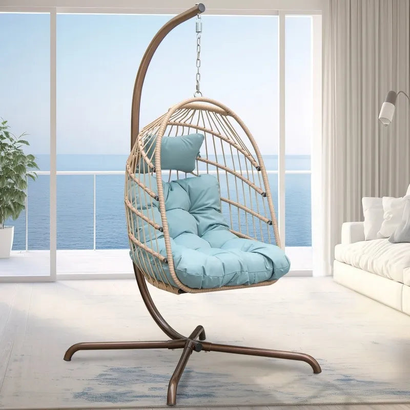 Chaise suspendue œuf surdimensionnée FINCATI Indoor Royal avec support, chaise balançoire œuf d'extérieur avec support, chaise balançoire œuf confortable de 158 kg