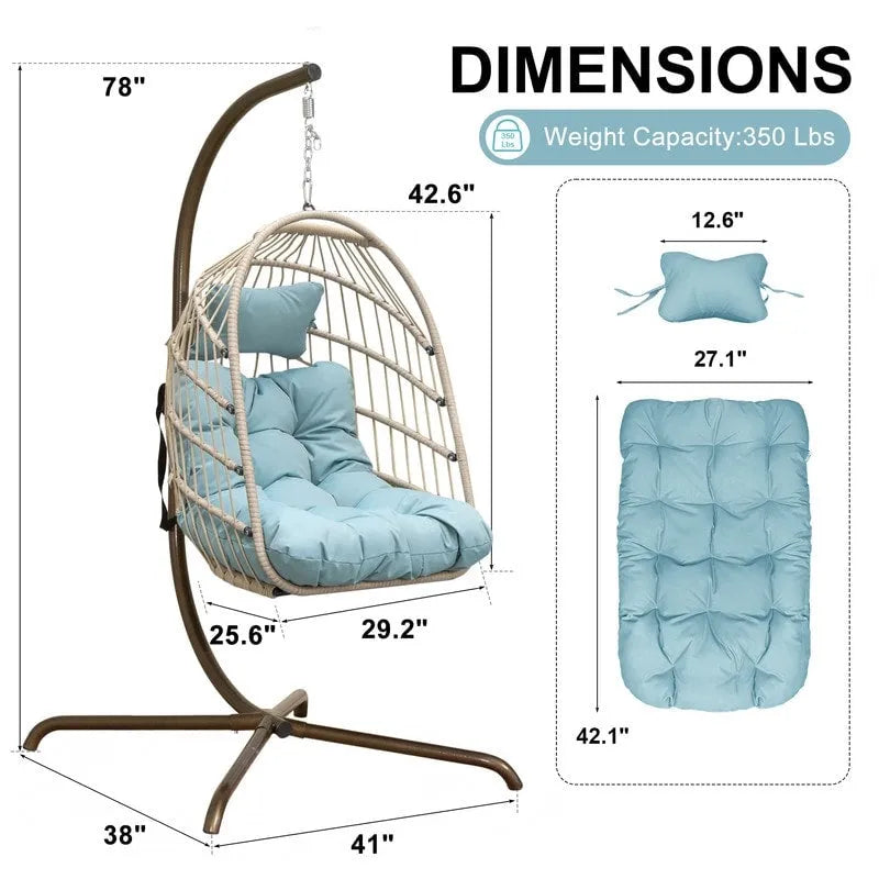 Chaise suspendue œuf surdimensionnée FINCATI Indoor Royal avec support, chaise balançoire œuf d'extérieur avec support, chaise balançoire œuf confortable de 158 kg