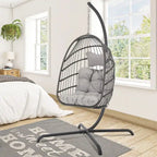 Chaise suspendue œuf surdimensionnée FINCATI Indoor Royal avec support, chaise balançoire œuf d'extérieur avec support, chaise balançoire œuf confortable de 158 kg