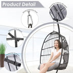 Chaise suspendue œuf surdimensionnée FINCATI Indoor Royal avec support, chaise balançoire œuf d'extérieur avec support, chaise balançoire œuf confortable de 158 kg