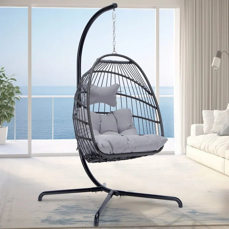 Chaise suspendue œuf surdimensionnée FINCATI Indoor Royal avec support, chaise balançoire œuf d'extérieur avec support, chaise balançoire œuf confortable de 158 kg