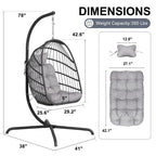 Chaise suspendue œuf surdimensionnée FINCATI Indoor Royal avec support, chaise balançoire œuf d'extérieur avec support, chaise balançoire œuf confortable de 158 kg