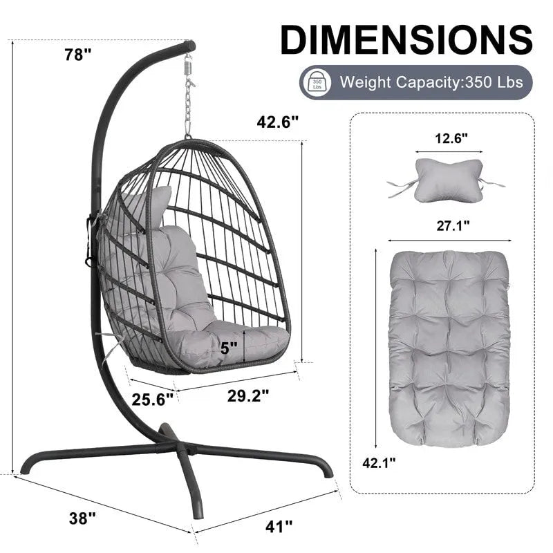 Chaise suspendue œuf surdimensionnée FINCATI Indoor Royal avec support, chaise balançoire œuf d'extérieur avec support, chaise balançoire œuf confortable de 158 kg