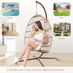 Chaise suspendue œuf surdimensionnée FINCATI Indoor Royal avec support, chaise balançoire œuf d'extérieur avec support, chaise balançoire œuf confortable de 158 kg