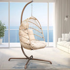 Chaise suspendue œuf surdimensionnée FINCATI Indoor Royal avec support, chaise balançoire œuf d'extérieur avec support, chaise balançoire œuf confortable de 158 kg