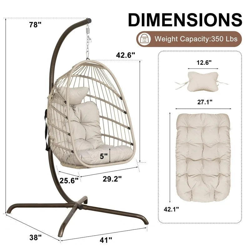 Chaise suspendue œuf surdimensionnée FINCATI Indoor Royal avec support, chaise balançoire œuf d'extérieur avec support, chaise balançoire œuf confortable de 158 kg