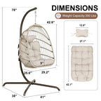 Chaise suspendue œuf surdimensionnée FINCATI Indoor Royal avec support, chaise balançoire œuf d'extérieur avec support, chaise balançoire œuf confortable de 158 kg