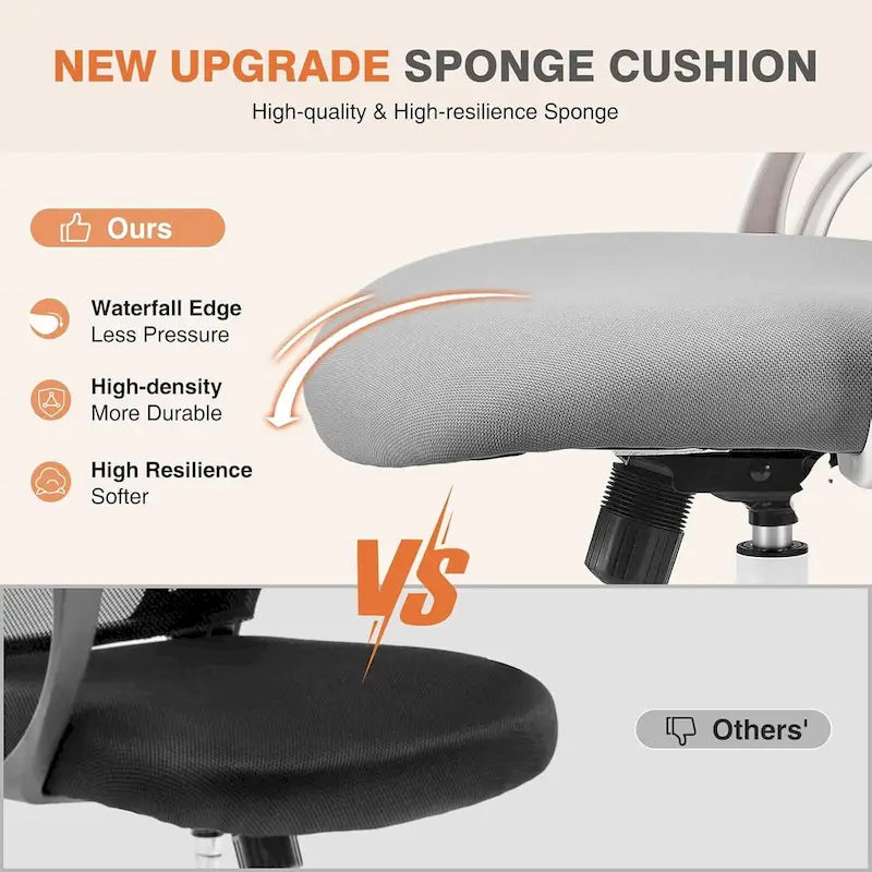 Chaise de bureau ergonomique à dossier haut en maille avec roulettes et appuis-tête réglables, accoudoirs relevables confortables