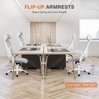 Chaise de bureau ergonomique à dossier haut en maille avec roulettes et appuis-tête réglables, accoudoirs relevables confortables