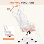 Chaise de bureau ergonomique à dossier haut en maille avec roulettes et appuis-tête réglables, accoudoirs relevables confortables