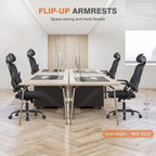 Chaise de bureau ergonomique à dossier haut en maille avec roulettes et appuis-tête réglables, accoudoirs relevables confortables