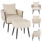 Ensemble de fauteuil d'appoint et de repose-pieds simples Gymax Modern Dutch en velours