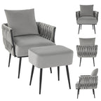 Ensemble de fauteuil d'appoint et de repose-pieds simples Gymax Modern Dutch en velours