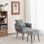 Ensemble de fauteuil d'appoint et de repose-pieds simples Gymax Modern Dutch en velours