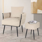 Ensemble de fauteuil d'appoint et de repose-pieds simples Gymax Modern Dutch en velours