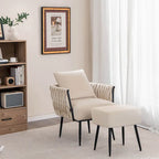 Ensemble de fauteuil d'appoint et de repose-pieds simples Gymax Modern Dutch en velours
