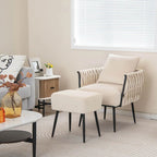 Ensemble de fauteuil d'appoint et de repose-pieds simples Gymax Modern Dutch en velours