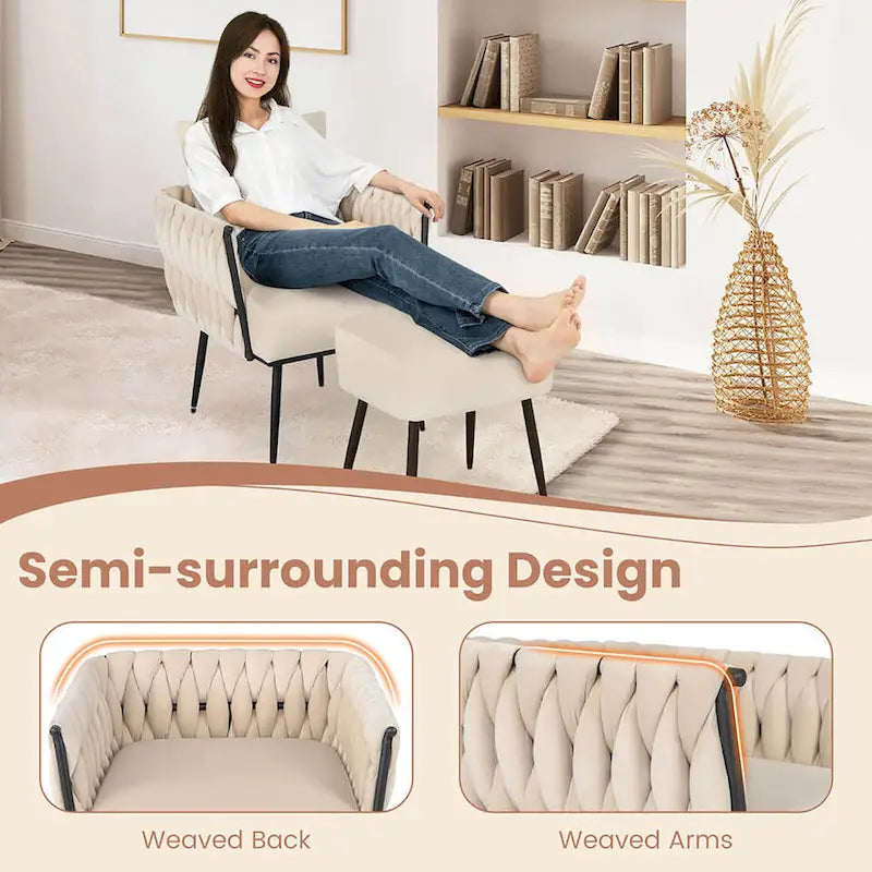 Ensemble de fauteuil d'appoint et de repose-pieds simples Gymax Modern Dutch en velours