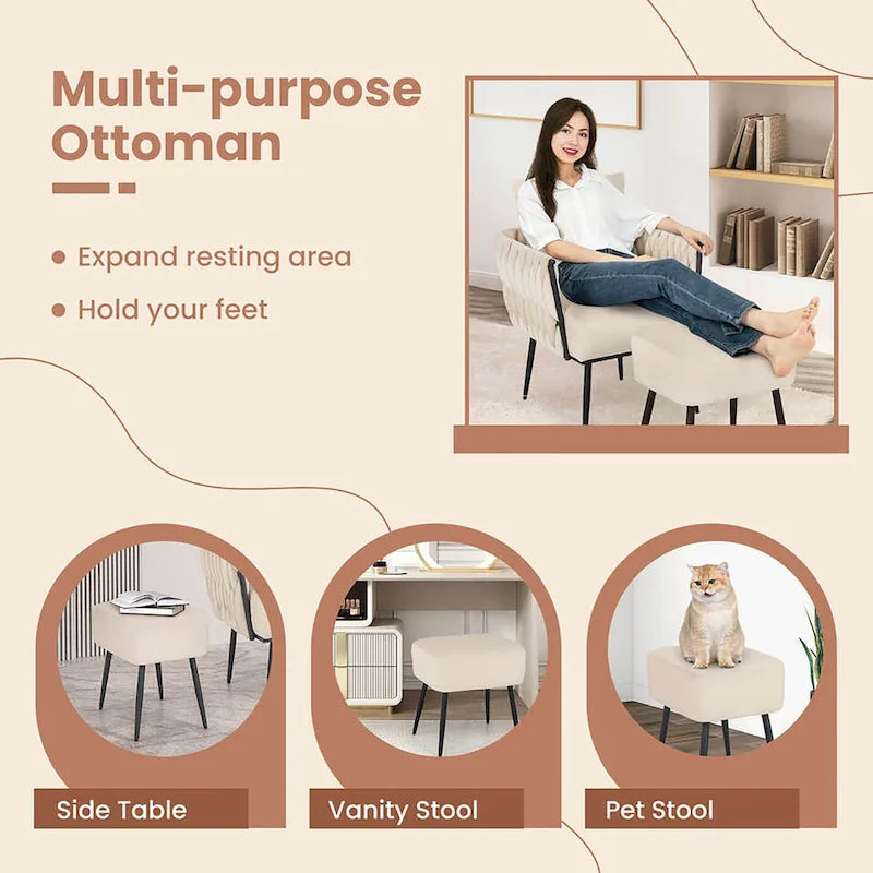 Ensemble de fauteuil d'appoint et de repose-pieds simples Gymax Modern Dutch en velours