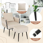 Ensemble de fauteuil d'appoint et de repose-pieds simples Gymax Modern Dutch en velours