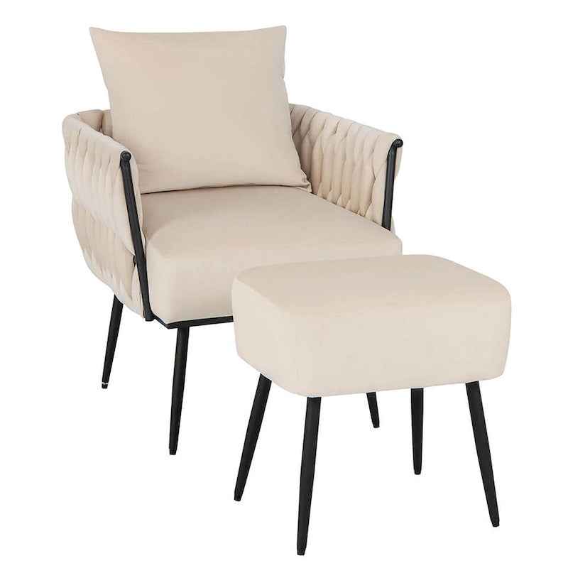 Ensemble de fauteuil d'appoint et de repose-pieds simples Gymax Modern Dutch en velours