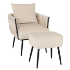 Ensemble de fauteuil d'appoint et de repose-pieds simples Gymax Modern Dutch en velours