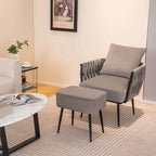 Ensemble de fauteuil d'appoint et de repose-pieds simples Gymax Modern Dutch en velours