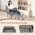 Ensemble de fauteuil d'appoint et de repose-pieds simples Gymax Modern Dutch en velours
