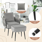 Ensemble de fauteuil d'appoint et de repose-pieds simples Gymax Modern Dutch en velours