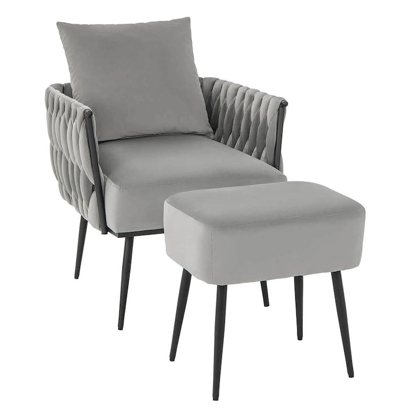 Ensemble de fauteuil d'appoint et de repose-pieds simples Gymax Modern Dutch en velours