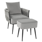 Ensemble de fauteuil d'appoint et de repose-pieds simples Gymax Modern Dutch en velours