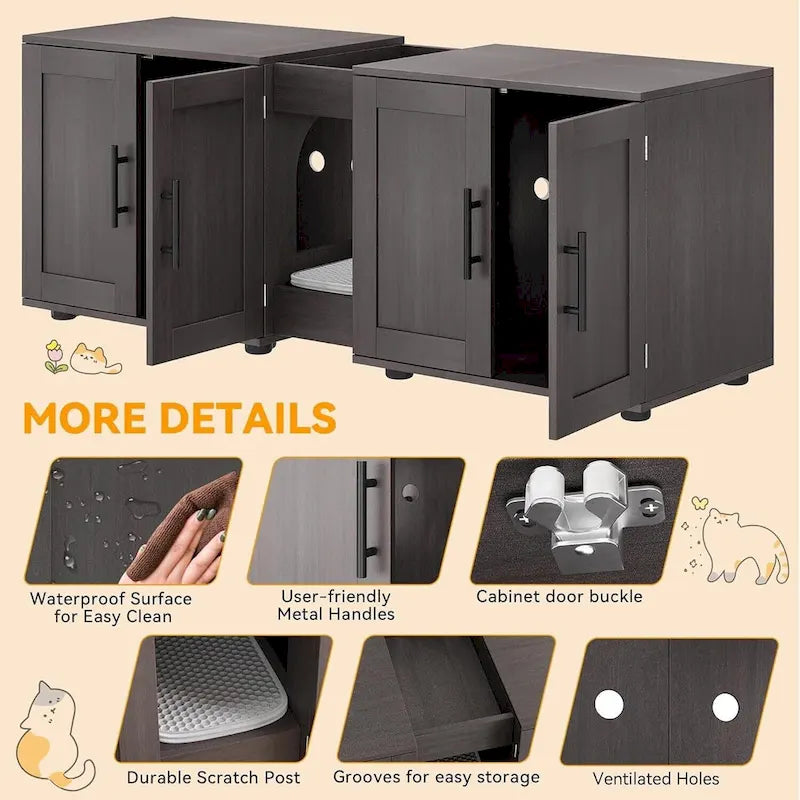 Meuble cache-litière double pour chats
