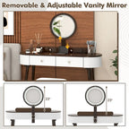 Costway Ensemble Coiffeuse en Bois Massif avec Miroir LED