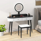 Costway Ensemble Coiffeuse en Bois Massif avec Miroir LED